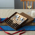 Chaobai new arrival ceramic handle knife, fork and spoon suit four-character pattern stainless steel spoon housewarming gift tableware factory wholesale