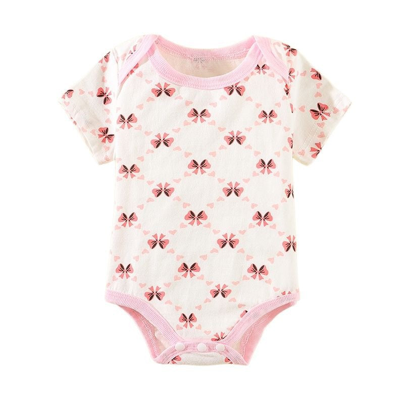 Baby romper spring autum triangle crawling short-sleeved male and female baby cotton 0-1 year old jumpsuit girl butt wrap