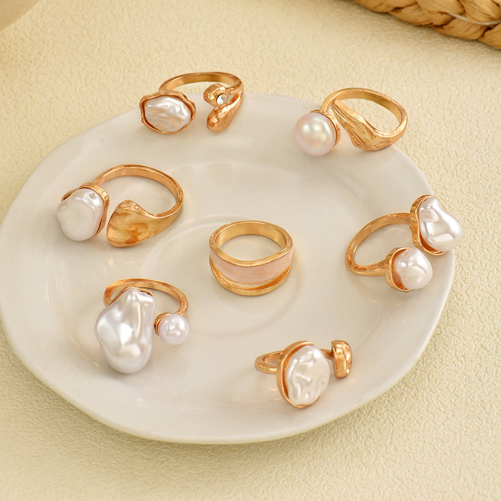 Wholesale faux pearl ring sets - european & american style, vintage baroque, stackable, unique design, knuckle rings