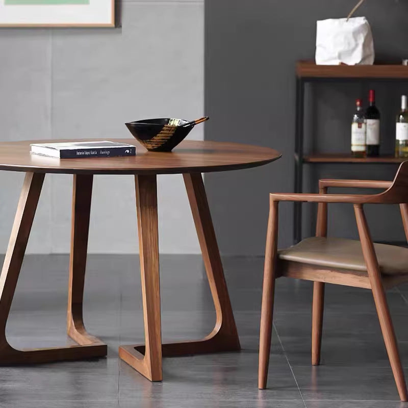Solid wood round dining table - minimalist casual dining set, perfect for cafes, hotels, reception areas, and balconies