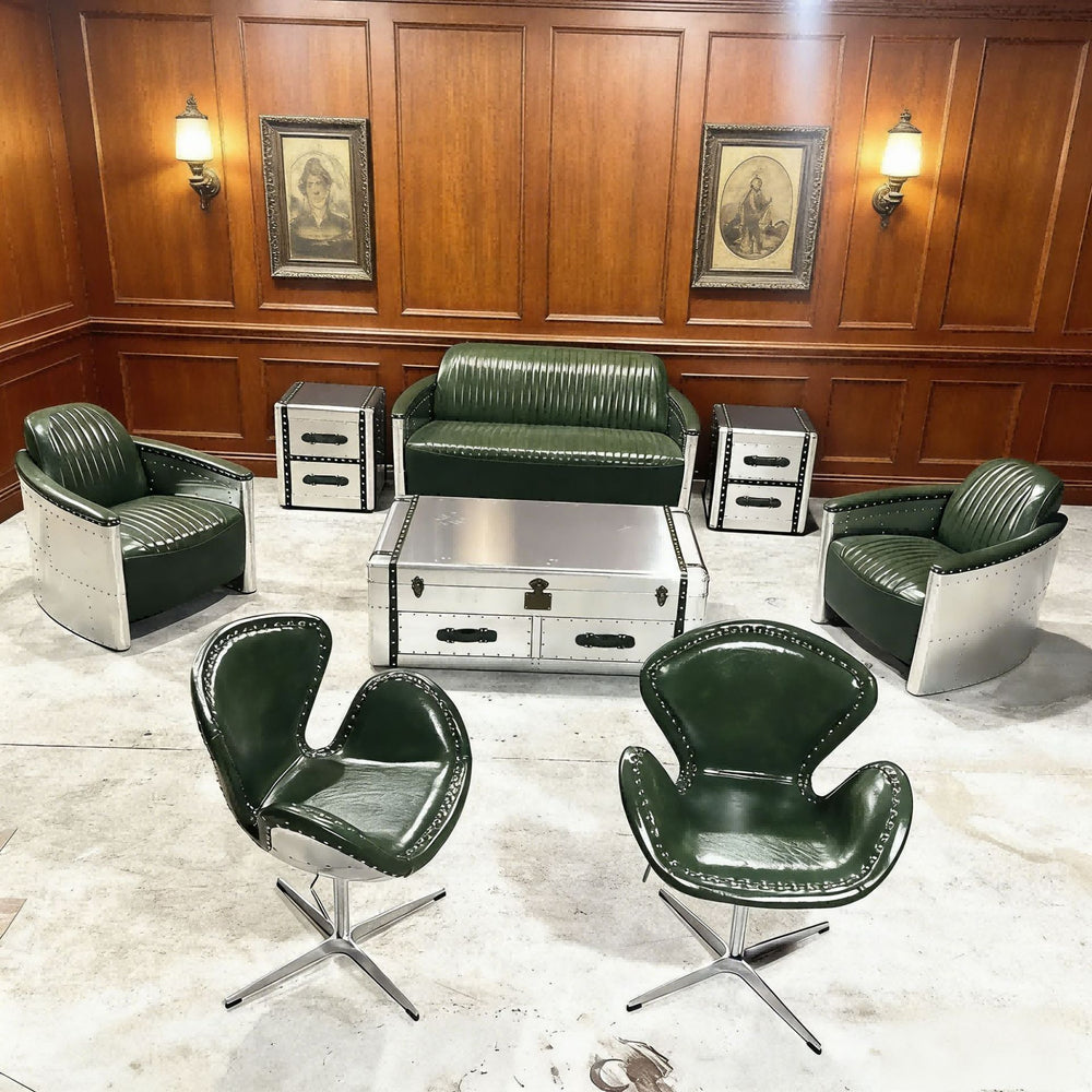 American retro aluminum leather sofa chair rivet industrial style furniture coffee shop bar ktv sofa first layer cowhide