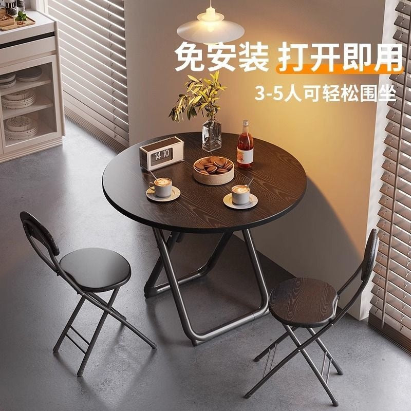 Folding table dining table for homesmall apartment dining square table balcony round table portable dining table simple table and chair suit