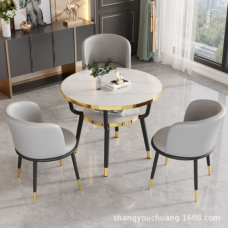 Casual negotiation balcony casual table and chair reception office coffee shop sales office rest area double-layer for home small round table