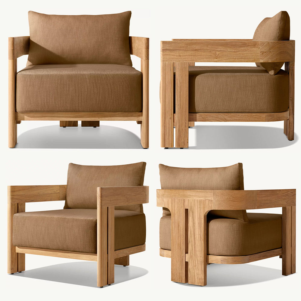 Outdoor teak sofa furniture for villas and hotels - solid wood, sun & rain resistant, teak outdoor patio sofa