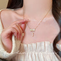 Minimalist gold cat's eye butterfly necklace - women's delicate and elegant thin chain, versatile and chic, choker style