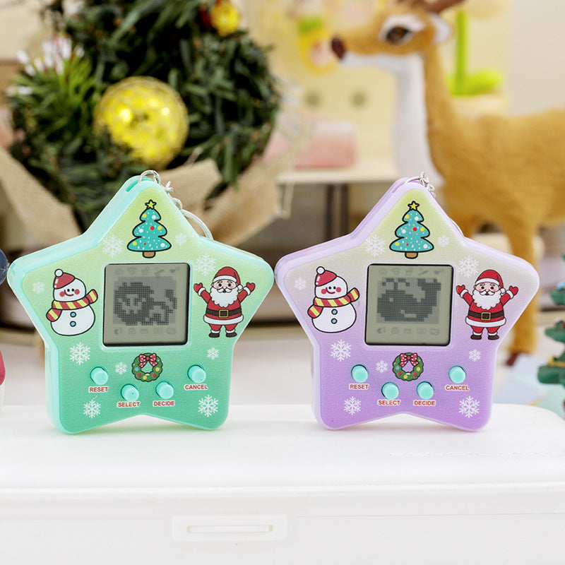 Five-pointed star pet feeding game console kids educational digital toy creative retro keychain pendant