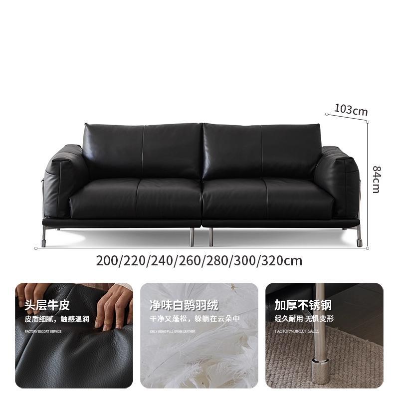 Bauhaus oil wax leather sofa medieval style small apartment living room for home straight row hammer small apartment solid wood sofa