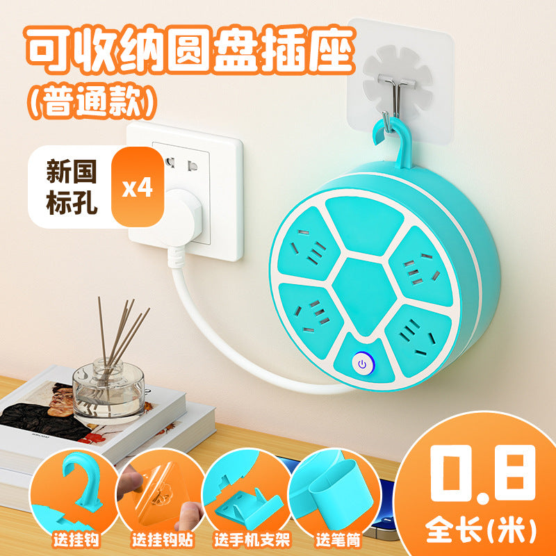 Retractable storage socket multifunctional multi-outlet power strip with usb ports, corded power strip, socket board, student dormitory power strip