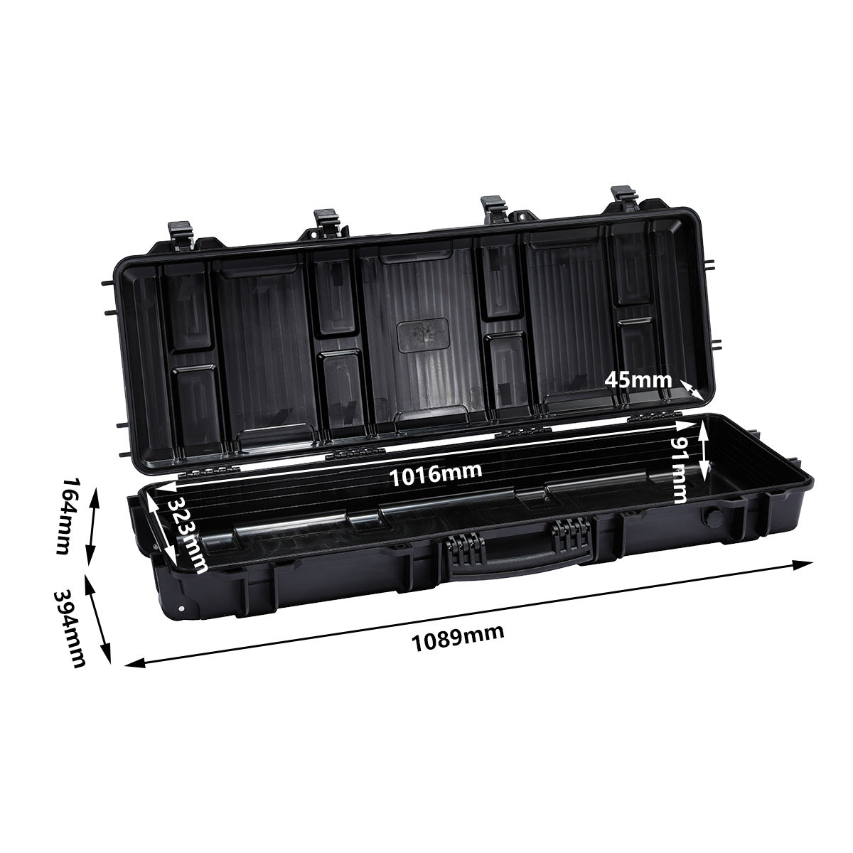 Portable plastic protective case Thickened waterproof and anti-drop durable instrument Outdoor off-road roof safety case Fish tackle case