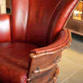Haodin palm tea room host chair sofa chair living room light luxury red dining chair handmade cowhide tea room chair