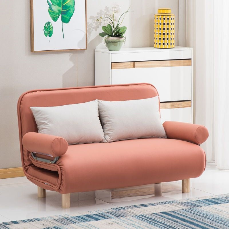 Foldable and detachable washable small apartment living room minimalist modern double/single multifunctional cat paw leather sofa bed - free shipping