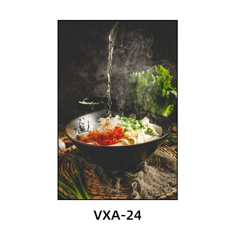 陕西装饰画西安长安古城风景建筑面馆挂画美食餐厅饭店包厢壁画