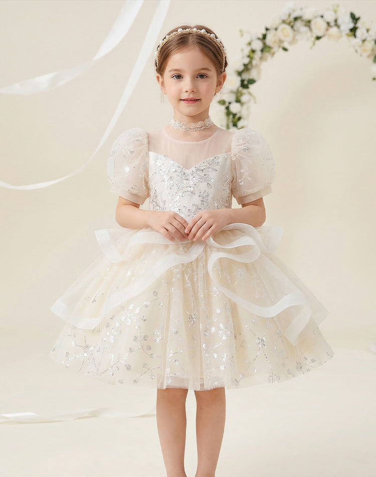 Girls' summer dress - stylish and chic tutu princess dress for girls, perfect for runway shows, hosts, piano performances, and flower girls