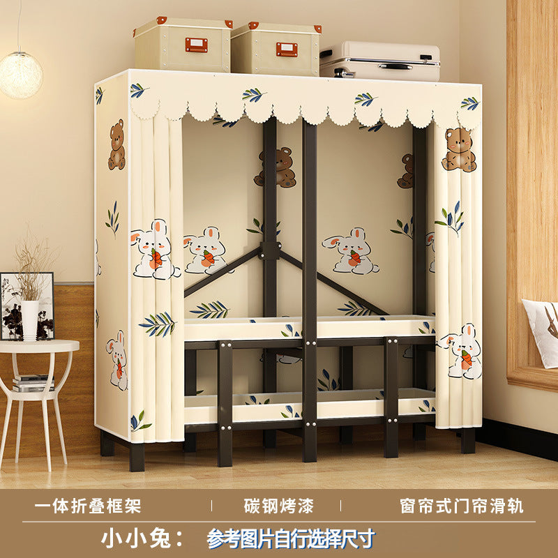 Stereo folding wardrobe, installation-free cloth wardrobe, for home bedroom, strong and durable, simple wardrobe, steel frame storage wardrobe