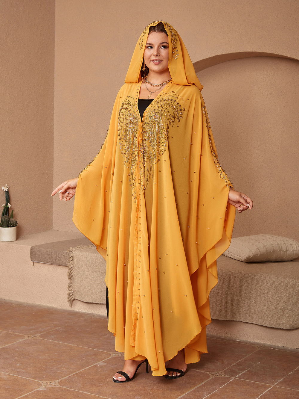 fashion women's clothing style hot diamond beading high density chiffon loose cape shawl