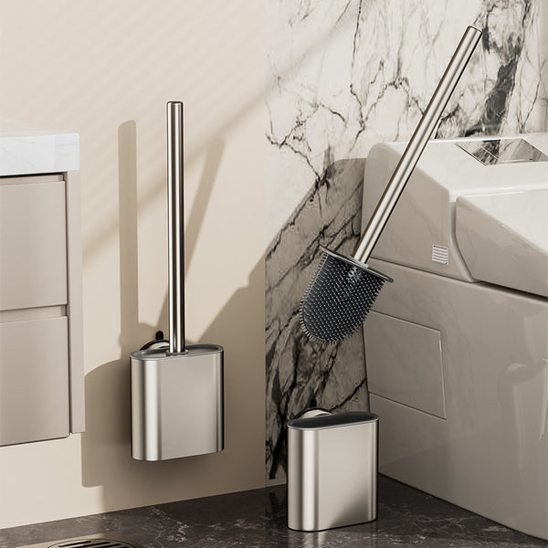 Suction cup, silicone toilet brush, wall-mounted household without dead ends, bathroom cleaning brush, long handle, toilet brush, toilet brush.