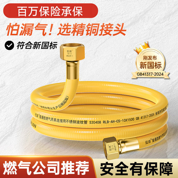 Natural gas stainless steel gas pipe gas stove corrugated pipe special model household explosion-proof metal hose gas pipe