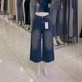New arrival women's jeans high waist washed wide leg slightly flared cropped pants wholesale women cropped jeans