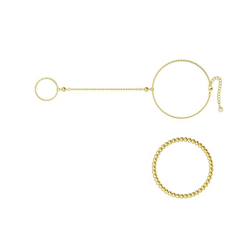 European and american new fashion minimalist bracelet finger bracelet 14k gold plated layered stackable women's jewelry bracelet