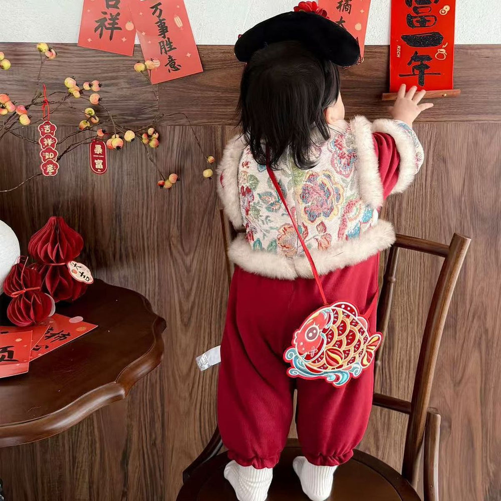 Winternew arrival winter clothing new year jumpsuit baby new year greetings suit outing khaki heroine treasure wedding banquet clothes thick