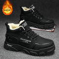 Men's winter fleece-lined warm high-top retro work boots - outdoor hiking, desert combat, and heavy-duty boots