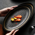 Nordic creative textured large ceramic fish plate - artistic, high-value matte finish oval ceramic serving dish