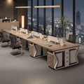 Computer desk and chair set - modern minimalist conference table for meetings, partitioned multi-person office desk for employees
