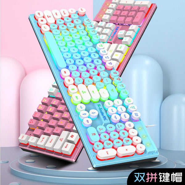 Viper K4 Wired Keyboard Punk Color Matching Glow Fashion Desktop Computer Laptop USB Unisex