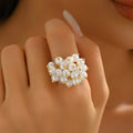 Pearl ring wholesale: european and american cross-border new jewelry, women's niche design, high-end retro light luxury open ring