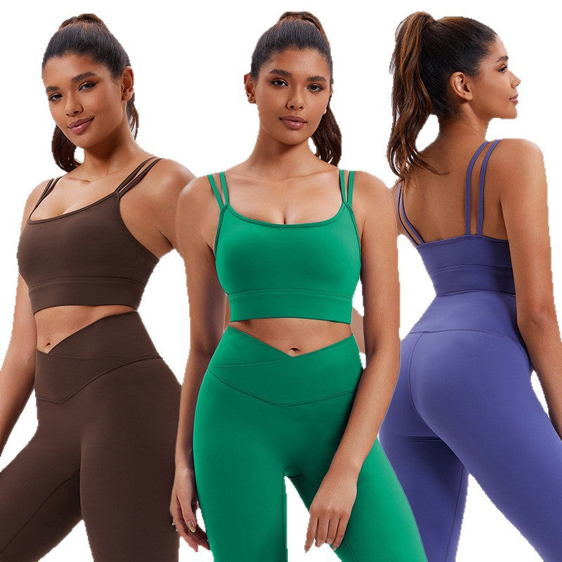 Nylon fabric shoulder sports vest tight back yoga bra running fitness intimates women's cross-border exclusive supply