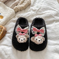 Cotton slippers women's autumn wintercute shirley rose bear outwearthick sole home non-slipfleece-linedheattech confinement shoes