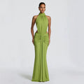 European and american cross-border women's fashion:  spring new arrival - solid color, elegant, sexy, slim-fit, backless mermaid dress
