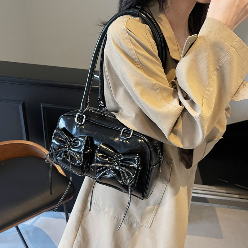 Ballet style bow underarm bag 2025 new niche fashion handbag temperament versatile shoulder bag