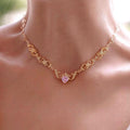 fashion frenchaccessible luxuryclassy heart necklace niche style design vine patchwork choker necklace for women