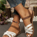 Women's summer casual flat sandals for  export - comfortable, versatile, and stylish roman beach sandals with criss-cross straps