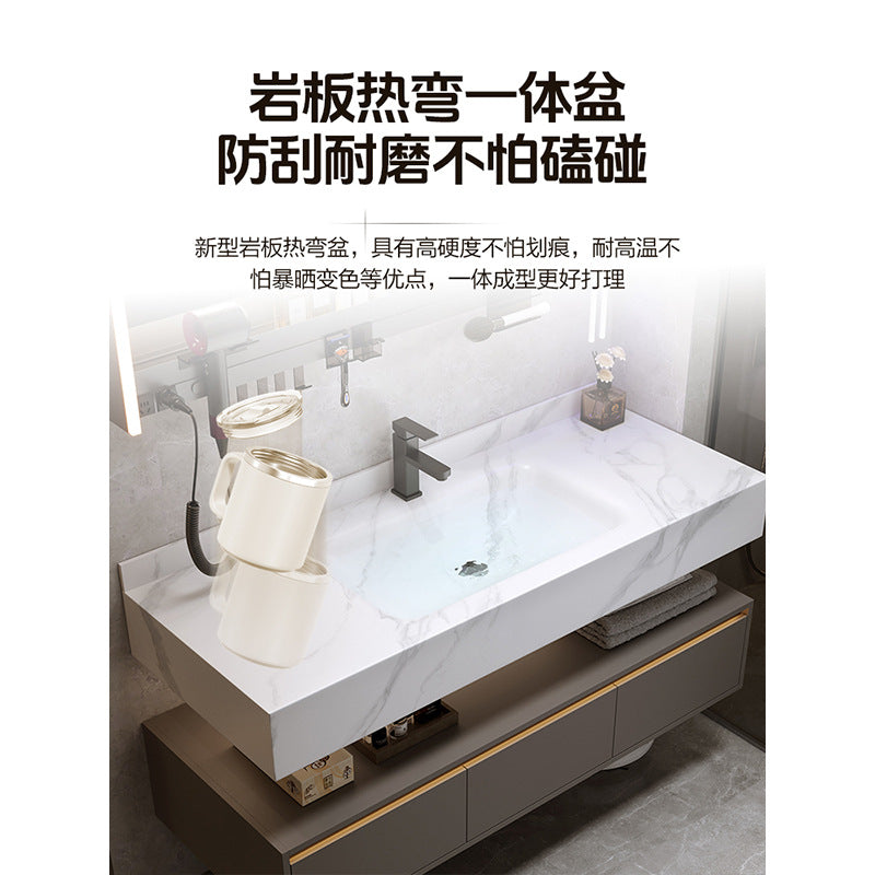 [Spot] Multifunctional storage rack, rock slab hot bending integrated basin, bathroom, washstand, face wash, bathroom cabinet combination