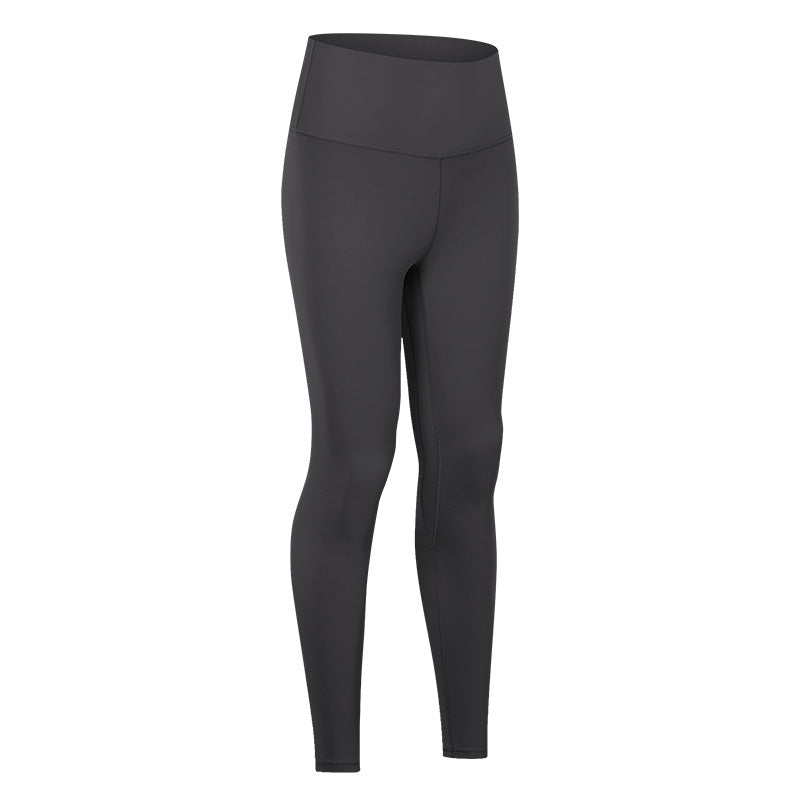 Dianqian comfortable nude yoga pants women's high waist hip lifting running tight stretch sports fitness pants d19037-2
