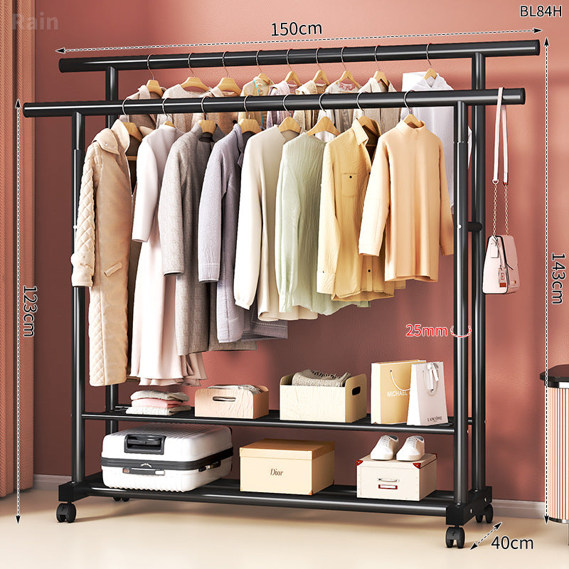 Clothes hanger floor-standing for home balcony indoor simple clothes drying pole movable clothes hanger student dormitory clothes drying rack