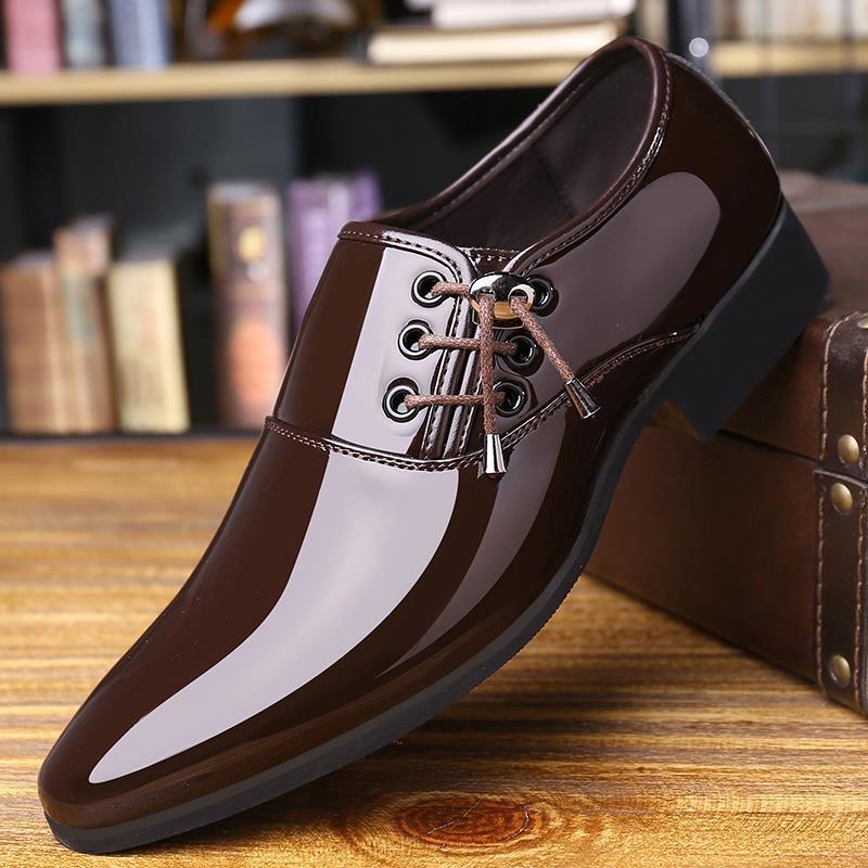Men's casual leather shoes - stylish & versatile dress shoes for business, pointed toe patent leather office & wedding shoes
