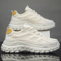 Men's winter work shoes: breathable, wear-resistant, anti-slip, tire tread sole, black athletic style, height increasing, trendy dad shoes