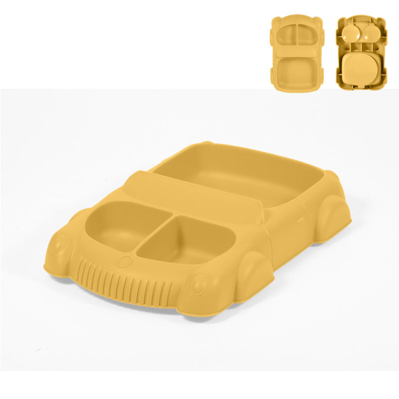 Factory new product baby silicone dinner plate large suction cup tableware set 8-piece set cartoon children's car silicone dinner plate