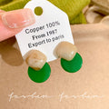 Vintage geometric deep green square stud earrings - minimalist chic, unique design, fashionable and versatile jewelry