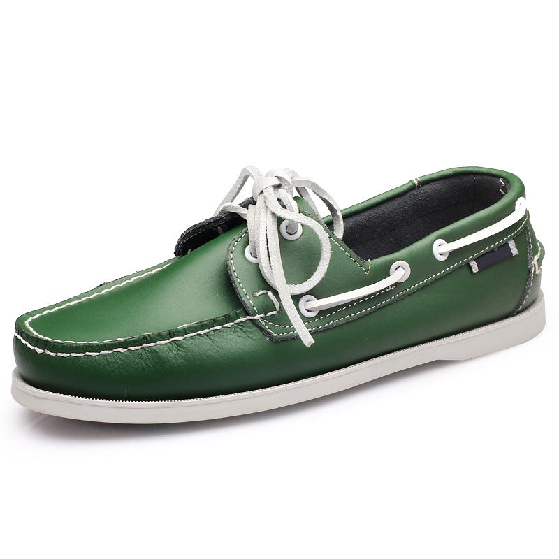 Sailboat shoes men's second-layer cowhide new arrival driving shoes british non-slip flats shoes slip-on low-top men's shoes casual