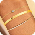 Fashion cross-border new arrival inlaid single zircon open bracelet glossy plain ring tennis chain bracelet multi-piece set of jewelry
