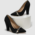 chunky heel rhinestone strappy black trendy european and american bestselling new high heel pumps