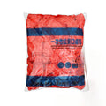 Disposable tablecloth with elastic drawstring for round and rectangular tables - plastic film table cover - red & white