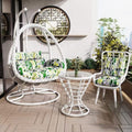 Double warm white cable knit space chair set + coffee table + chair combination [free cushion included]