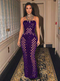 new fashion women's sexy socialite party gold velvet distressed ripped bodycon cami maxi dress