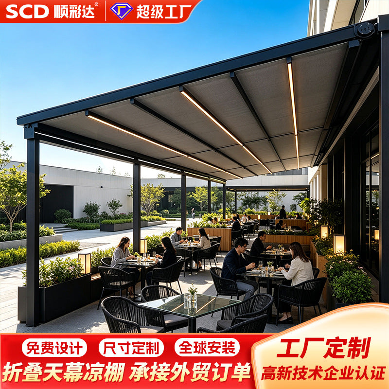 Export-grade outdoor hotel & restaurant electric folding canopy aluminum sun shade electric retractable awning supplier