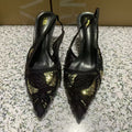 Za's 2025 new women's low-heel elegant court shoes, black and gold sequined closed-toe pumps with back strap